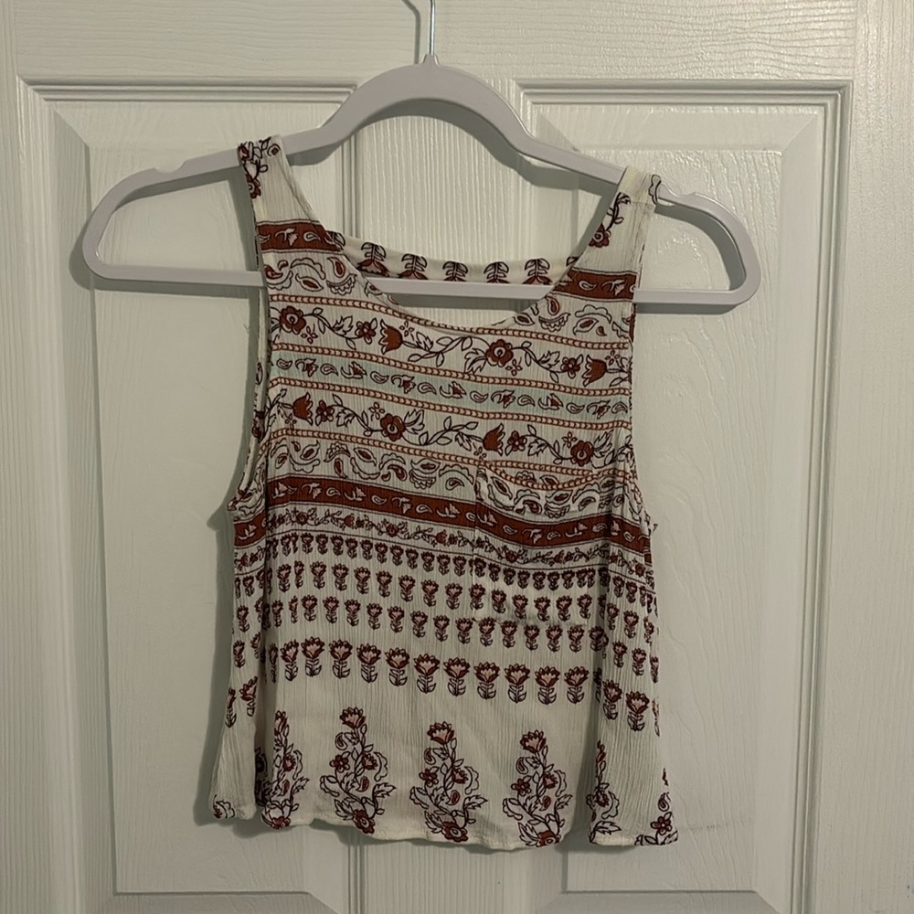 Orange and Cream Floral Tank Top